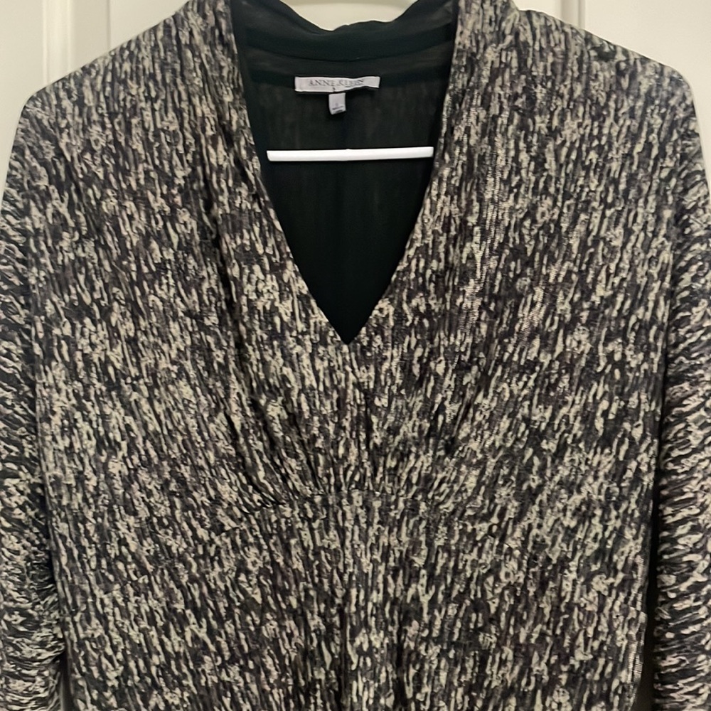 Anne Kain New York Black and Beige  Patterned Blouse Size S